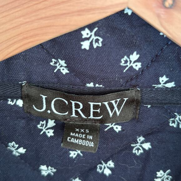 J.Crew Quilted Sherpa Fleece Zip Pullover XXS Floral Navy Blue BM370 J.Crew - Picture 6 of 6